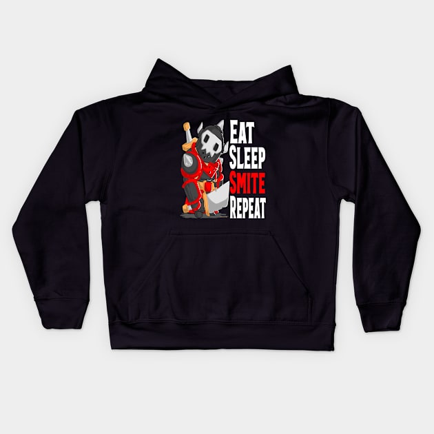 Eat Sleep Smite Repeat Fantasy Knight Kids Hoodie by threadshark